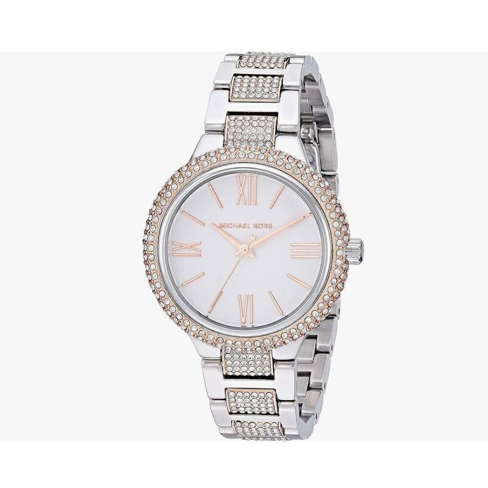Michael Kors Women's Taryn Rose Gold & Silver Glitz Pave Two Tone Watch MK4461